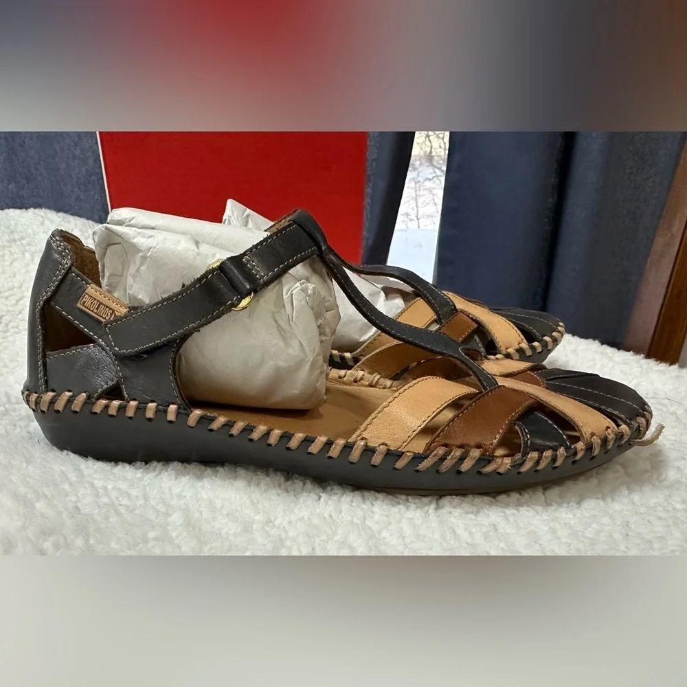 Pikolinos Navy Blue Leather Sandals P. Vallarta Size 39 US 8 / 8.5 - Picture 4 of 12